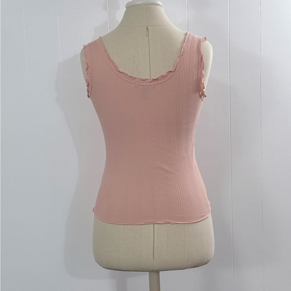 Vylette | Pink Ruffled Edge Tank - Picture 7 of 10